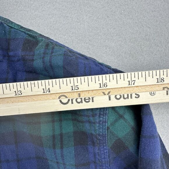 Lucky Brand & Co Blackwatch Plaid Long Sleeve Flannel Green Blue Men's M Retro - Picture 5 of 8